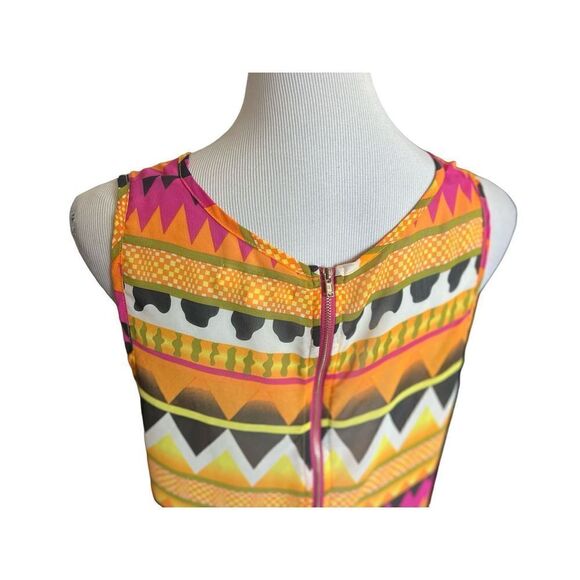 Womens Umgee Aztec Tribal Zipper Back Flowy Tank Top - Sz L - Picture 2 of 2